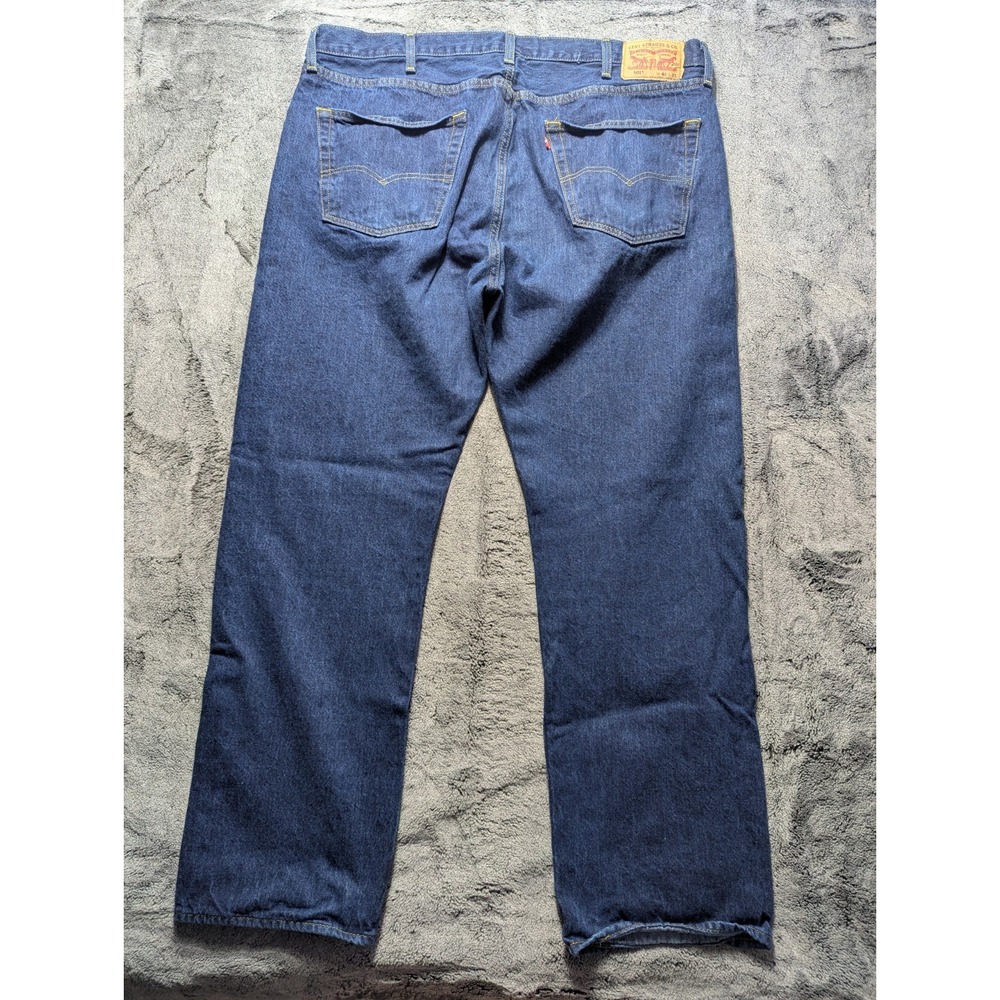 Levi's 501 Button Fly Straight Leg Jeans Men's Size 42x32 Dark Wash - Picture 11 of 15